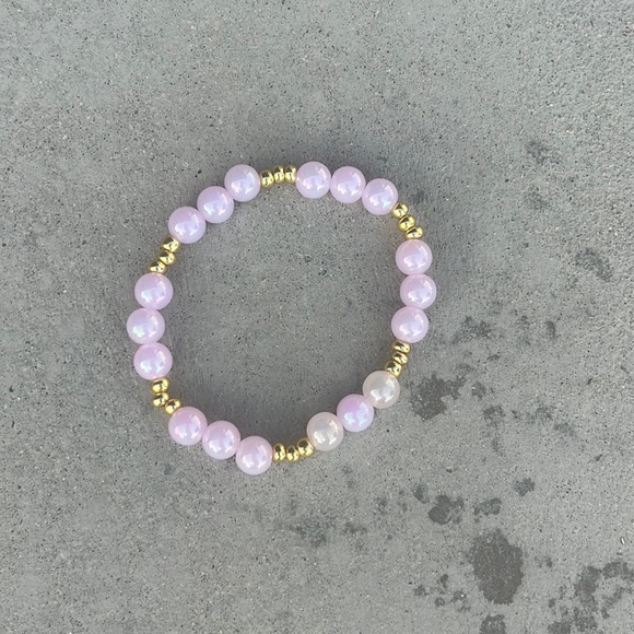 purple pearl and gold bracelet - Picture 1 of 1